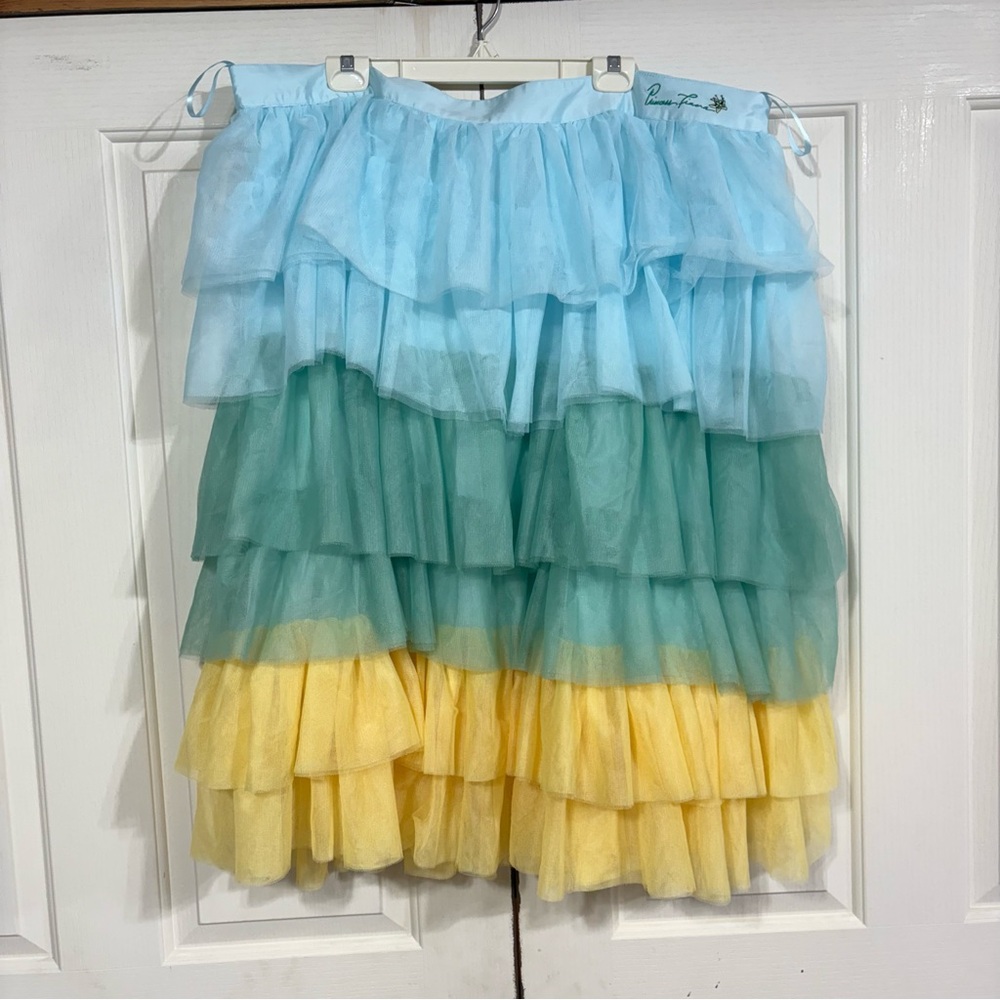Disney Princess Tiana Princess And The Frog 2XL Blue Green Yellow Ruffle Skirt